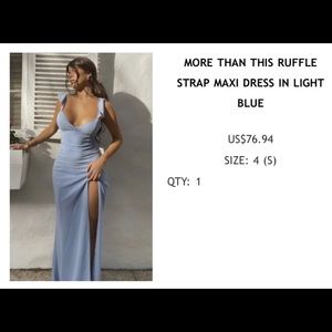 NWT MORE THAN THIS RUFFLE STRAP MAXI DRESS in Light Blue